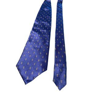 Stafford Mens Blue Geometric Pattern Silk Tie 62 Inches Long Classic Necktie